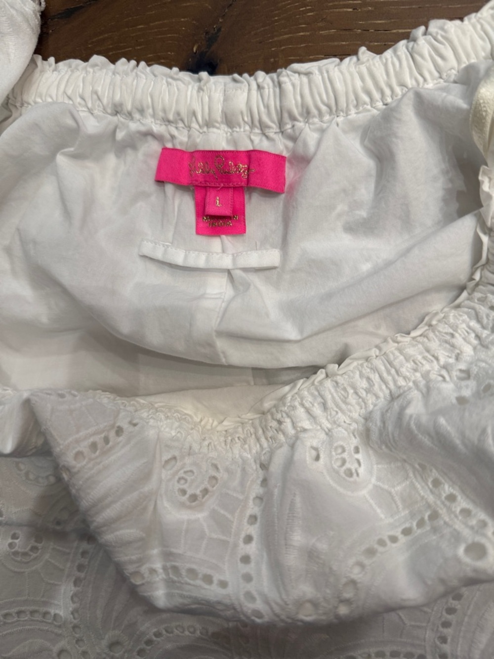 Lilly Pulitzer White Eyelet Off Shoulder Dress Size L - Picture 5 of 5
